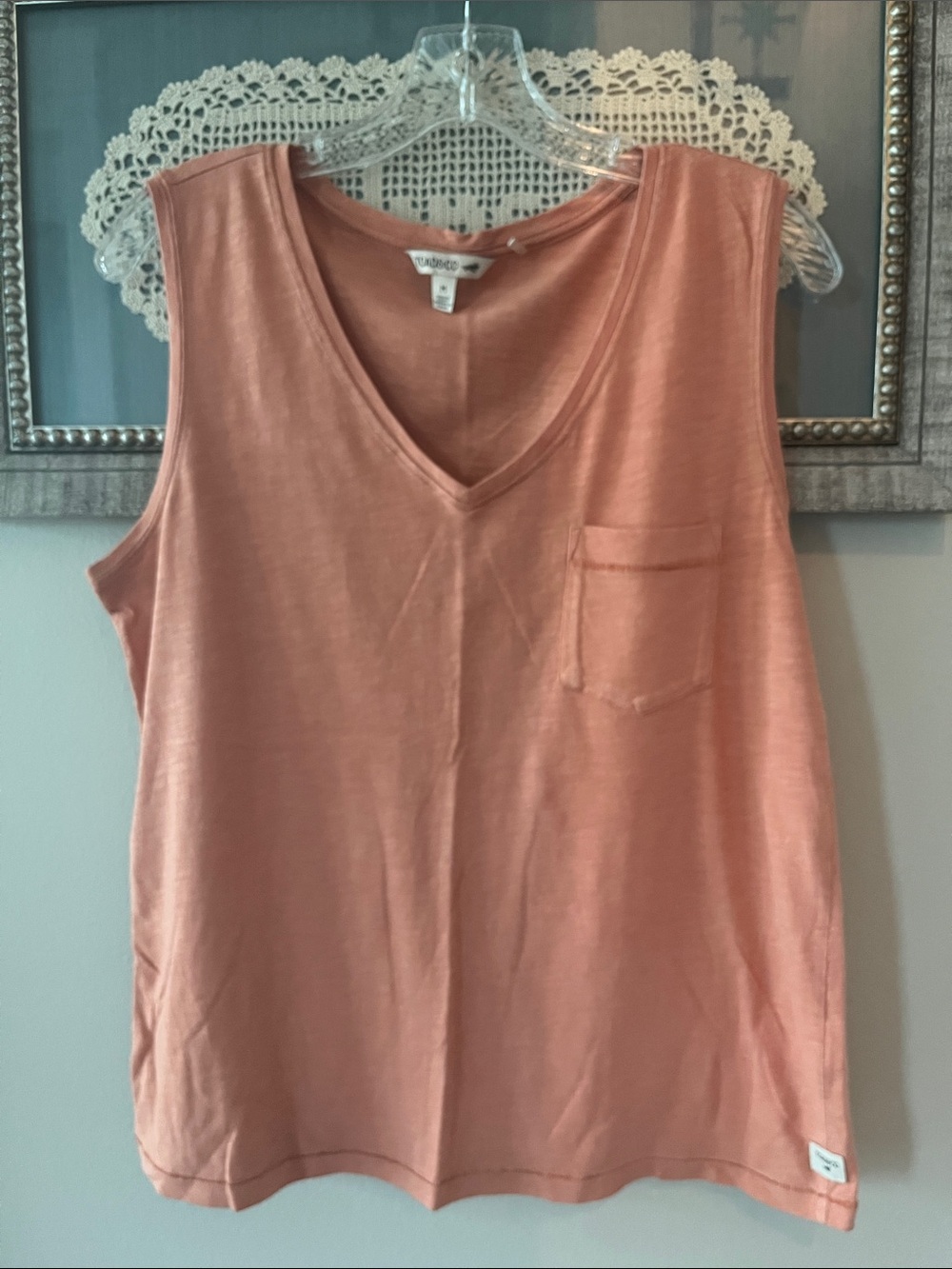 Toad&Co Peach V-Neck Tank with Chest Pocket